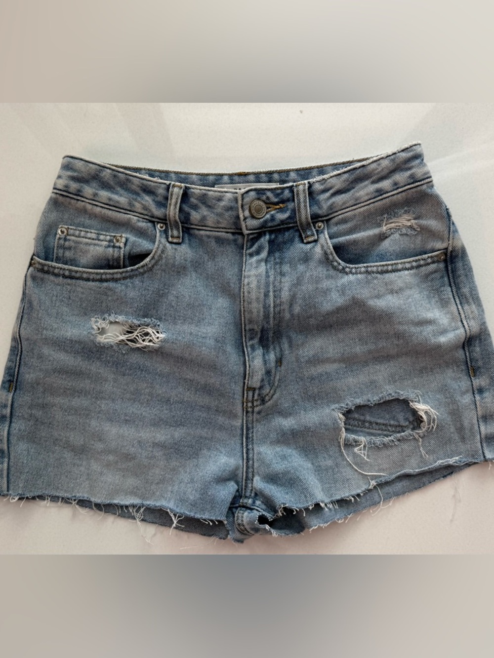 PacSun Distressed Light Blue Denim Shorts Boyfriend 90’s